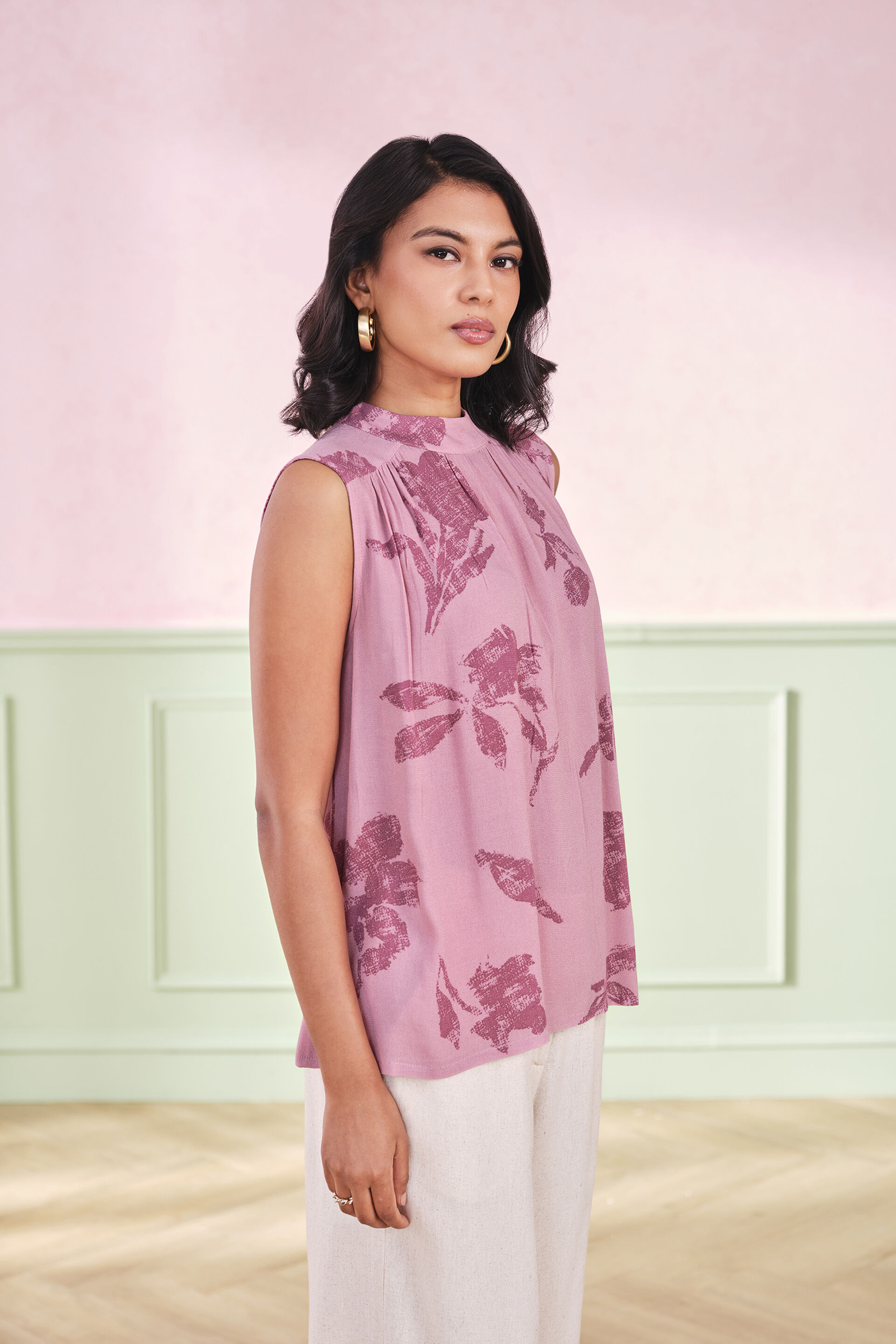 Peony Perfection Viscose Top, Pink, image 4